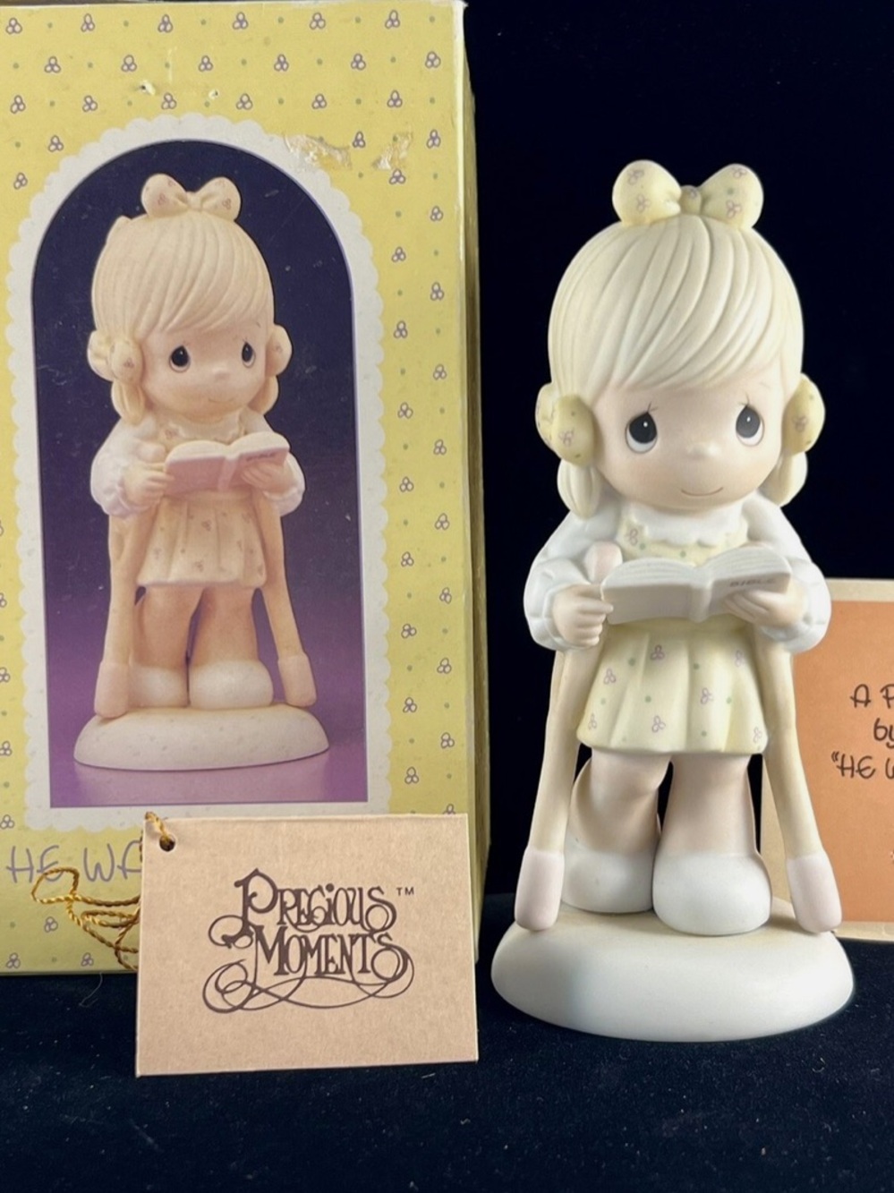 Precious Moments Figurine in Cream and Yellow - "He Walks With Me"